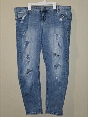 Torrid Jeans 18T Womens Blue Distressed Ripped Skinny Slim Denim Stretch Tall